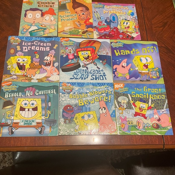 Toys 9 Nickelodeon Sponge Bob Jimmy Neutron Rugrats Soft Cover Books